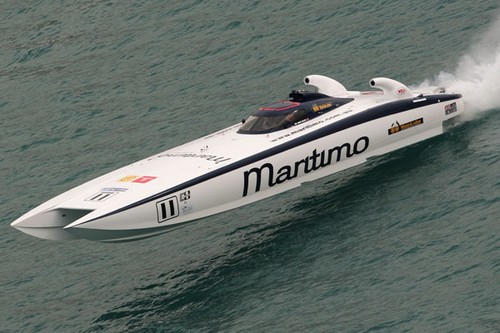 Tom Barry-Cotter and Pal Virik Nilsen with ’Maritimo 11’ at full song © Class 1 World Powerboat Championship http://www.class-1.com